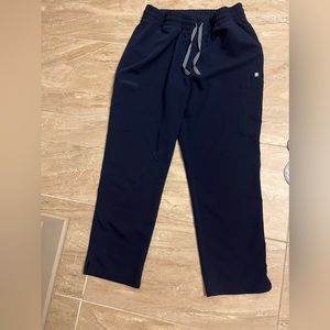 Figs Navy Cinched High Waisted Scrub Pants